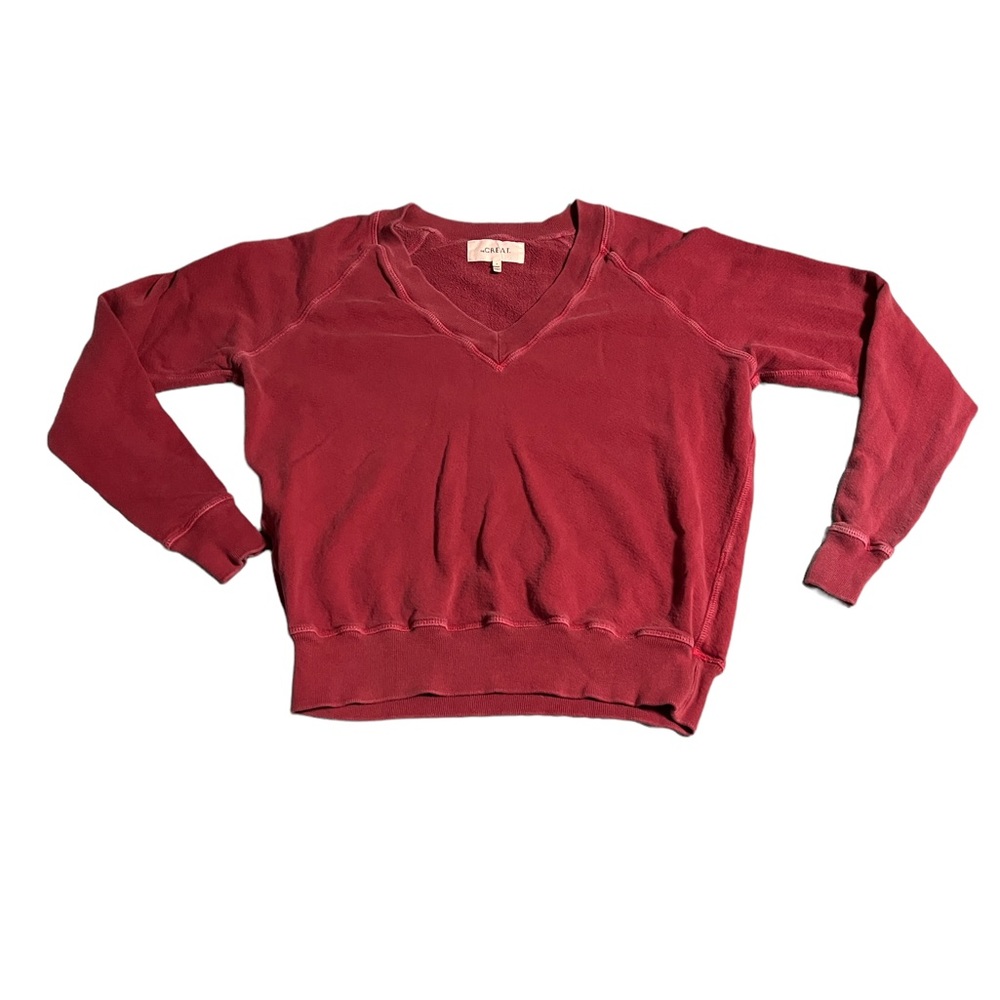The Great brand varsity v neck sweatshirt luxury raspberry color XS size